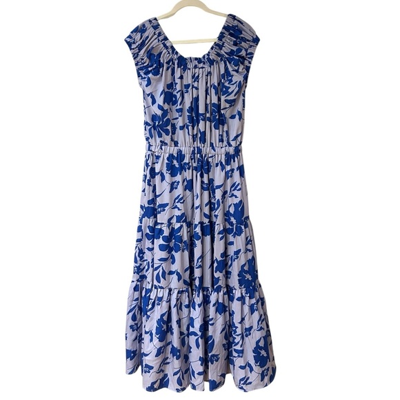 NEW Easel Floral Print Off Shoulder Challis Maxi Dress Sz S Tie Waist Sundress - Picture 7 of 10